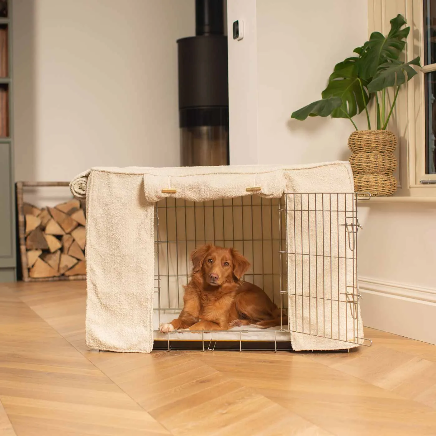 Dog Crate Cover in Ivory Bouclé by Lords & Labradors