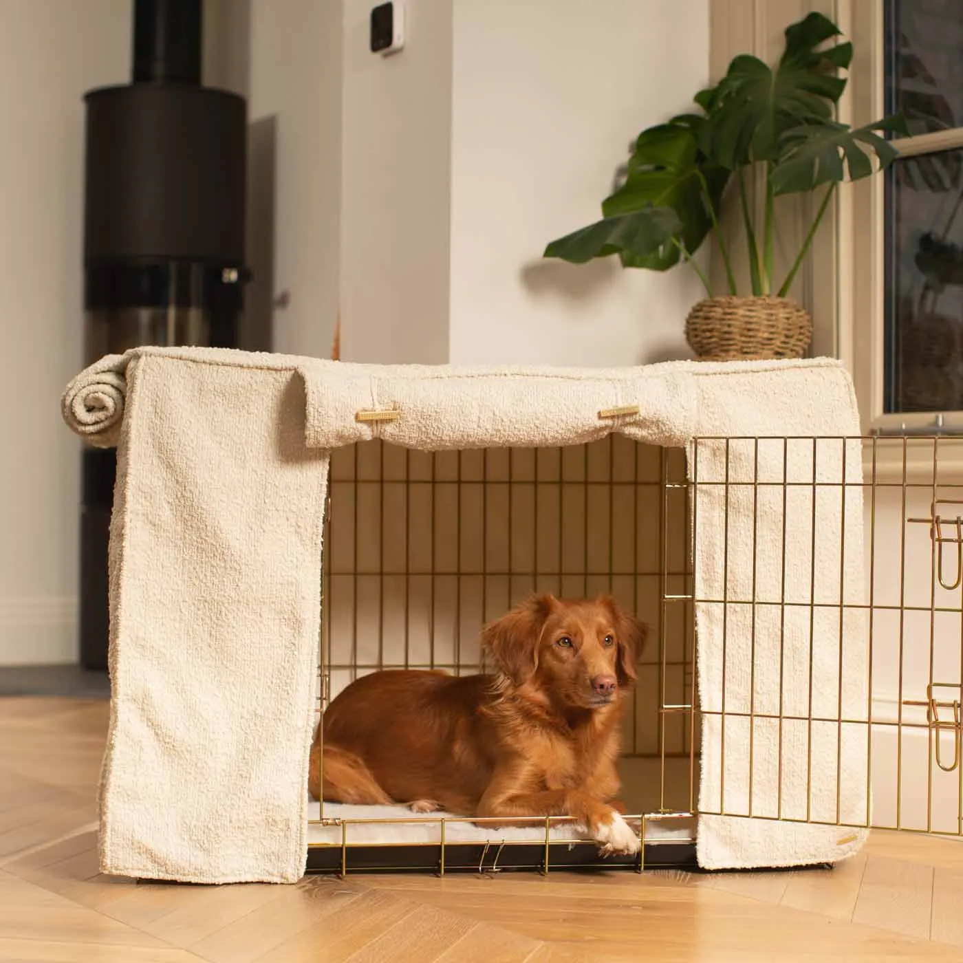Dog Crate Cover in Ivory Bouclé by Lords & Labradors