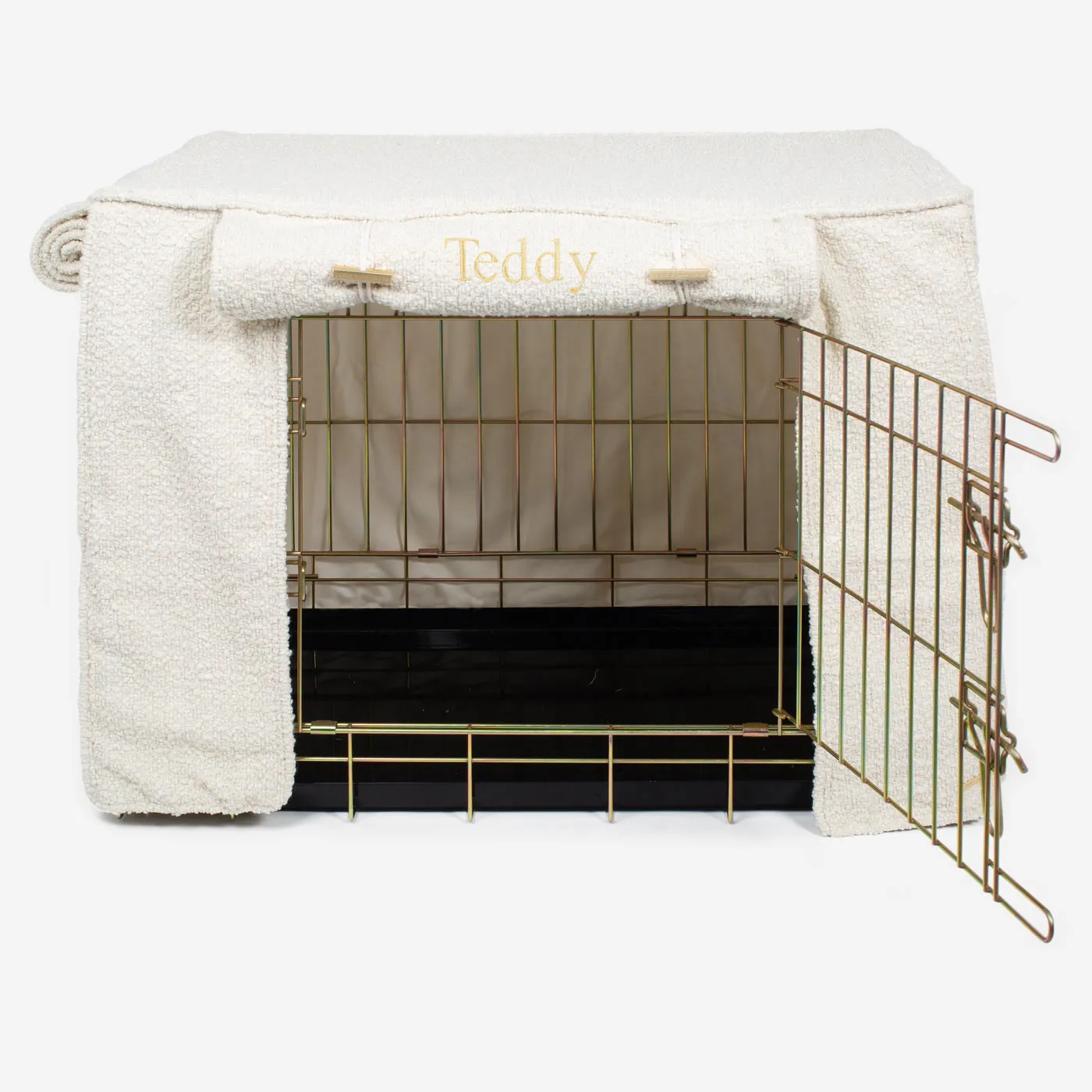 Dog Crate Cover in Ivory Bouclé by Lords & Labradors