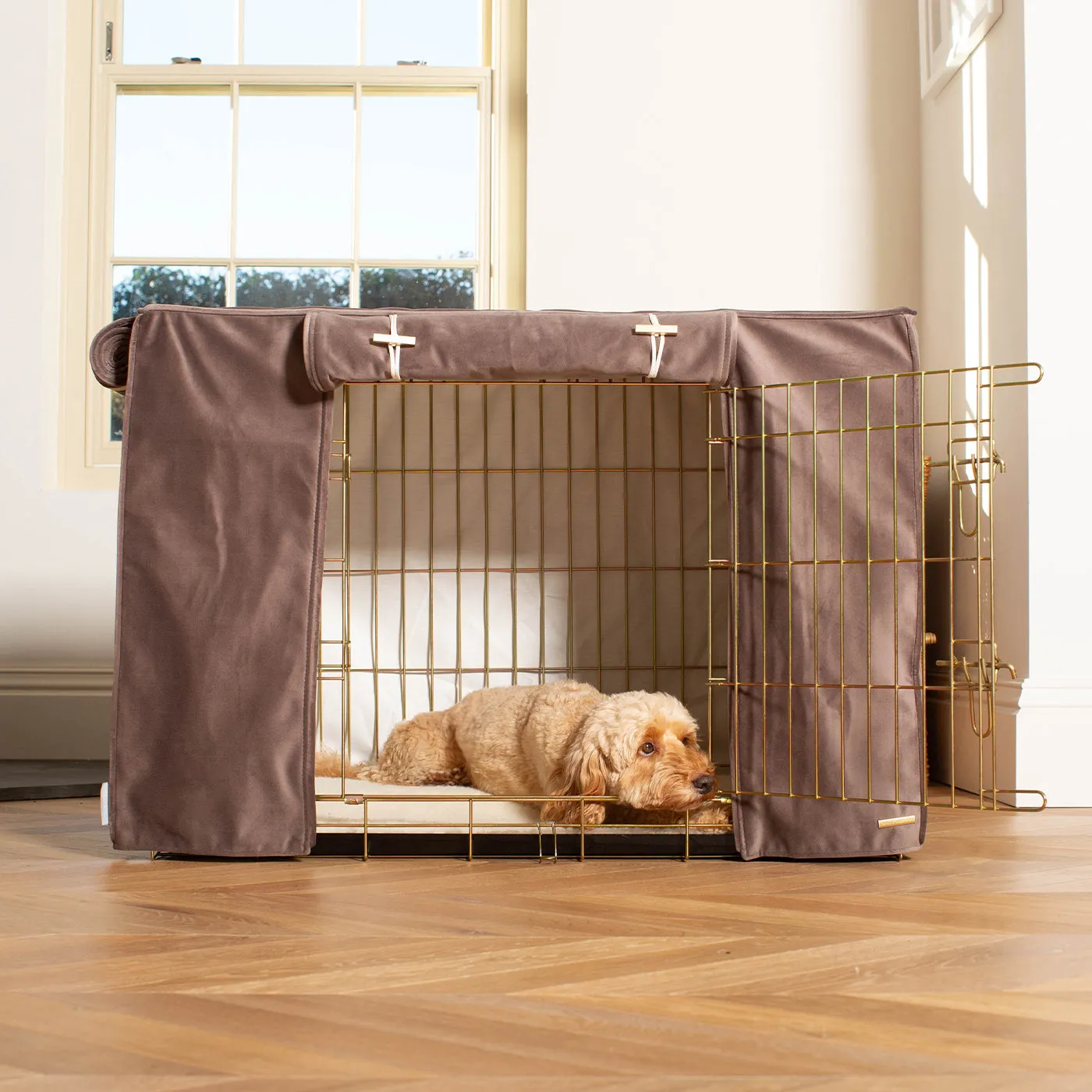 Dog Crate Cover In Silt Velvet by Lords & Labradors