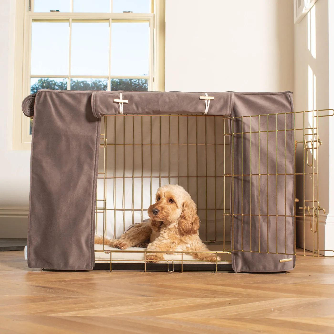 Dog Crate Cover In Silt Velvet by Lords & Labradors