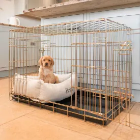 Dog Crate with Cosy & Calming Puppy Crate Bed in Natural Herringbone by Lords & Labradors