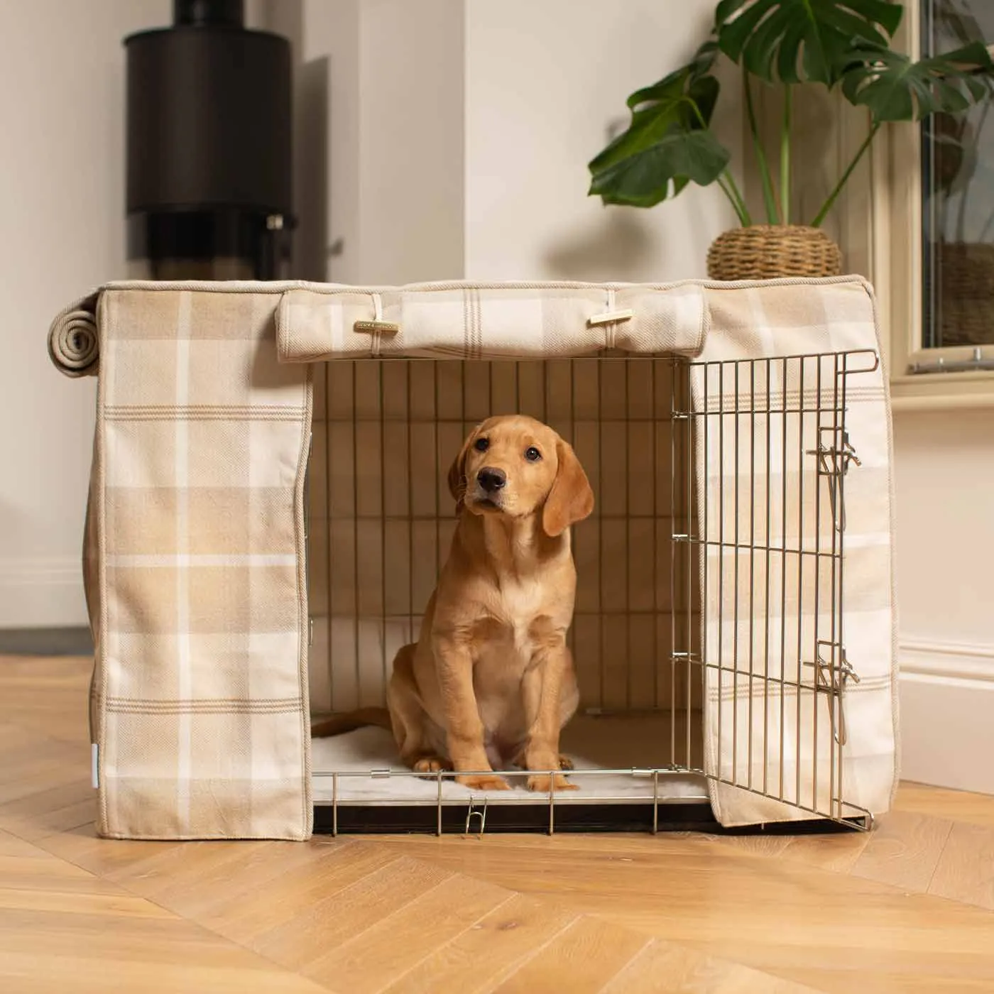 Dog Crate with Crate Cover in Balmoral Natural Tweed by Lords & Labradors