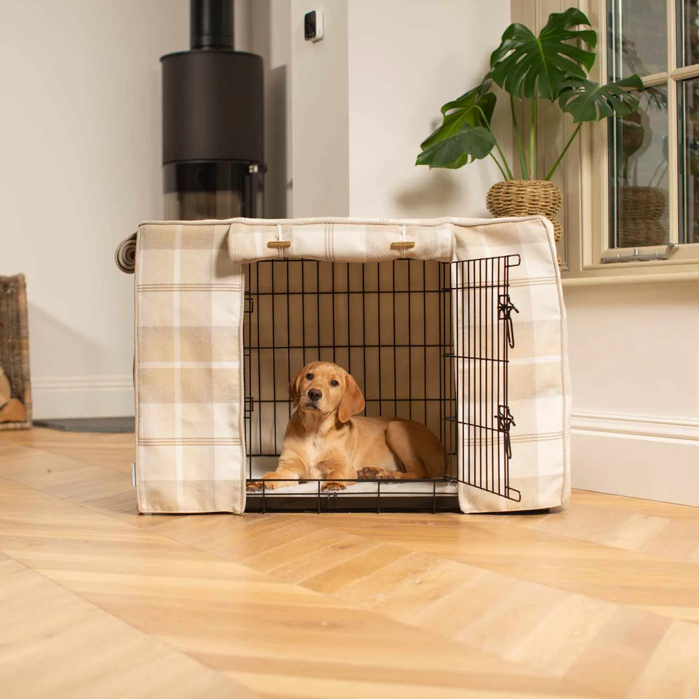 Dog Crate with Crate Cover in Balmoral Natural Tweed by Lords & Labradors