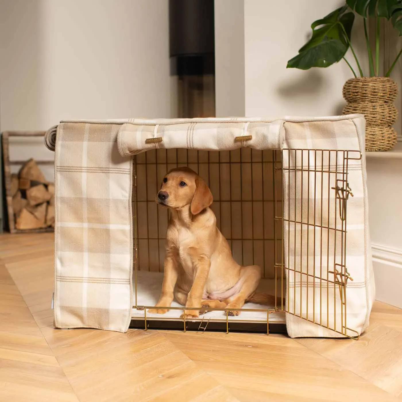 Dog Crate with Crate Cover in Balmoral Natural Tweed by Lords & Labradors