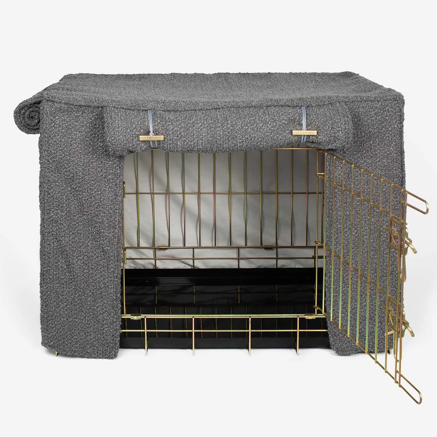 Dog Crate with Crate Cover in Granite Bouclé by Lords & Labradors