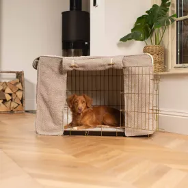 Dog Crate with Crate Cover in Mink Bouclé by Lords & Labradors