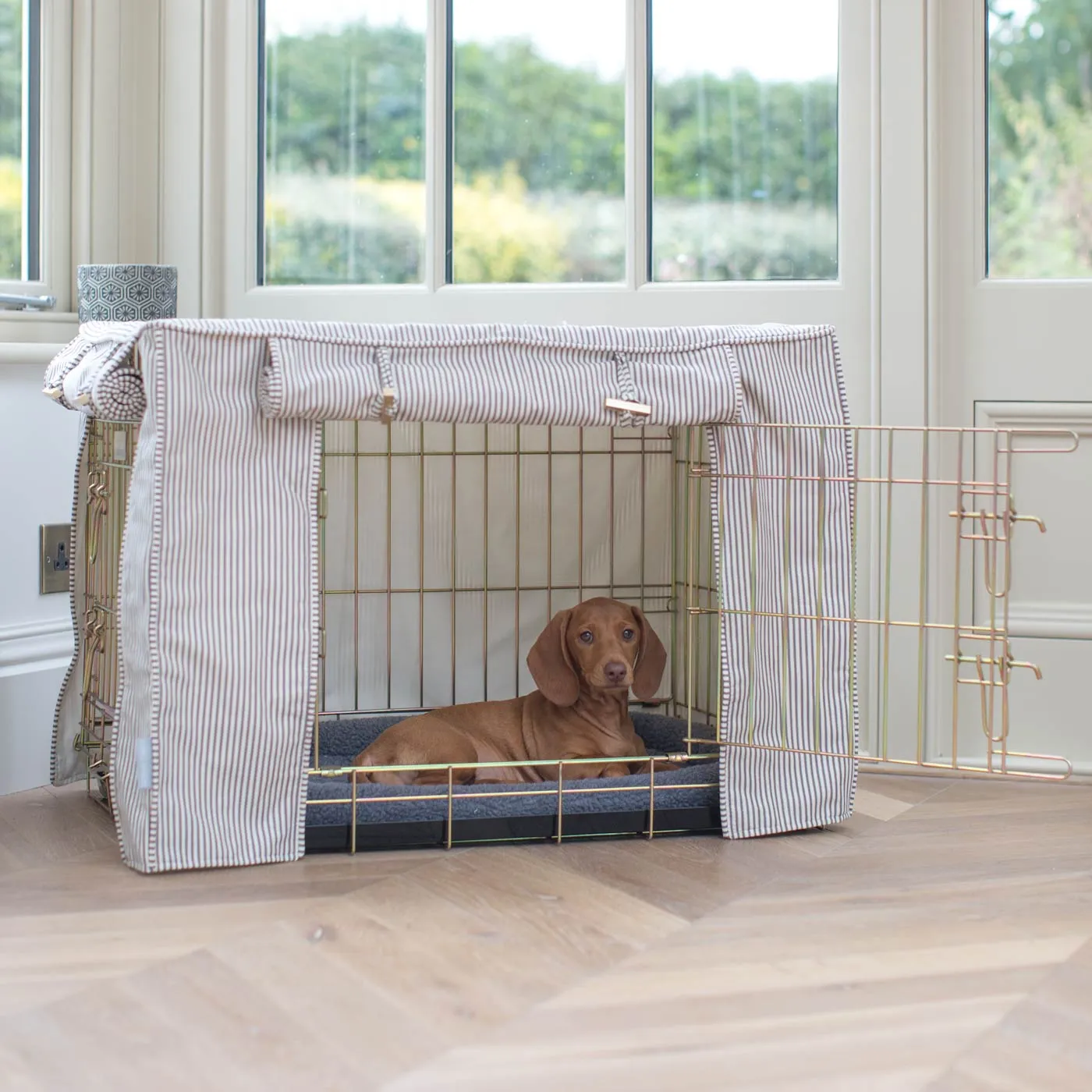 Dog Crate with Crate Cover in Regency Stripe by Lords & Labradors