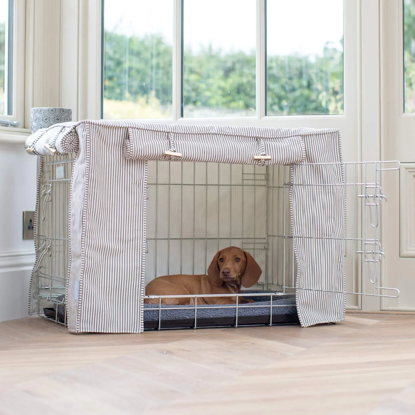 Dog Crate with Crate Cover in Regency Stripe by Lords & Labradors