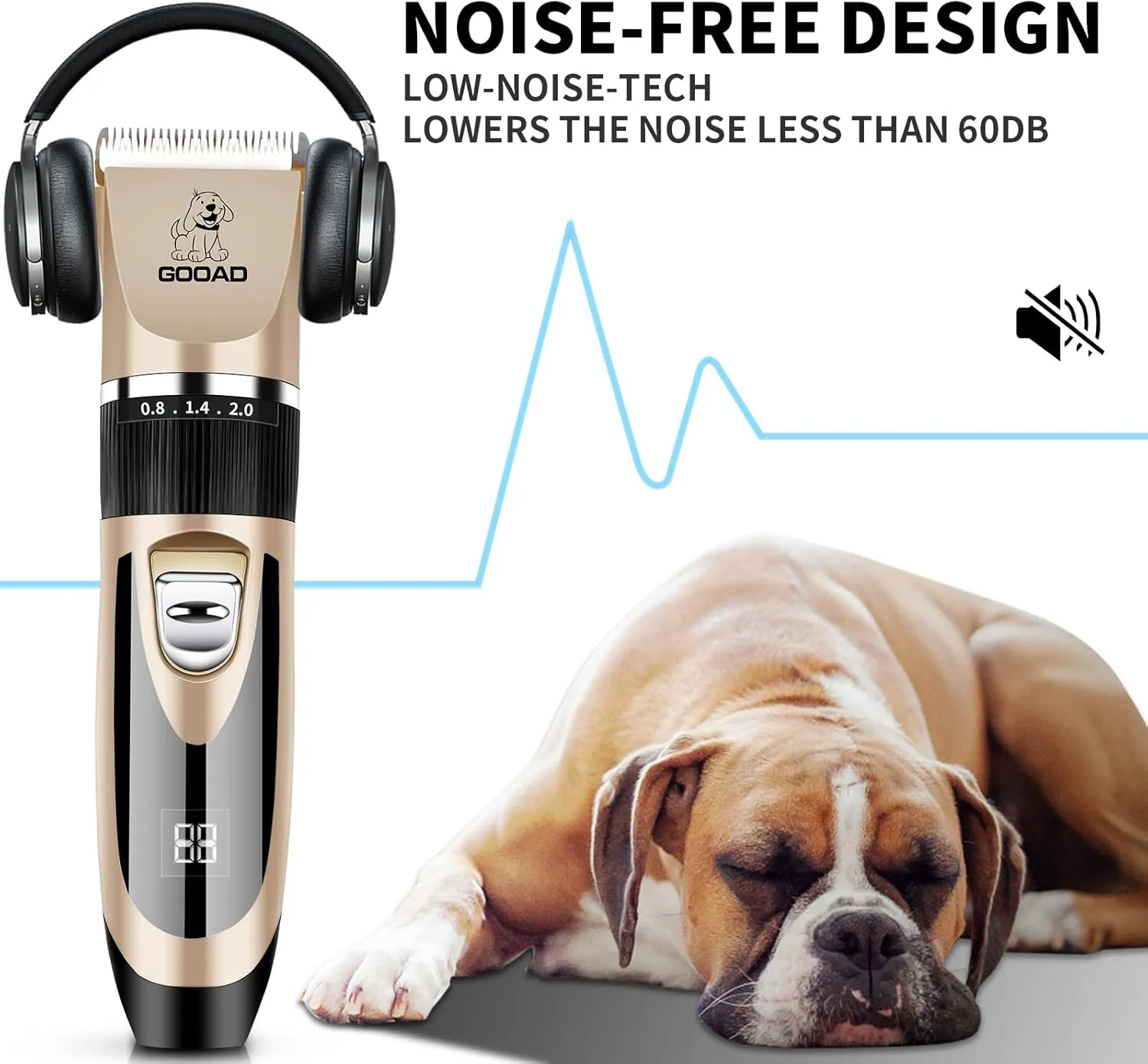 Dog Grooming Kit, Dog Clippers for Grooming for Heavy Thick Hair&Coats/Low Noise Rechargeable Cordless Hair Trimmer/Pet Shaver with Paw Trimmer for Small & Large Dogs Cats