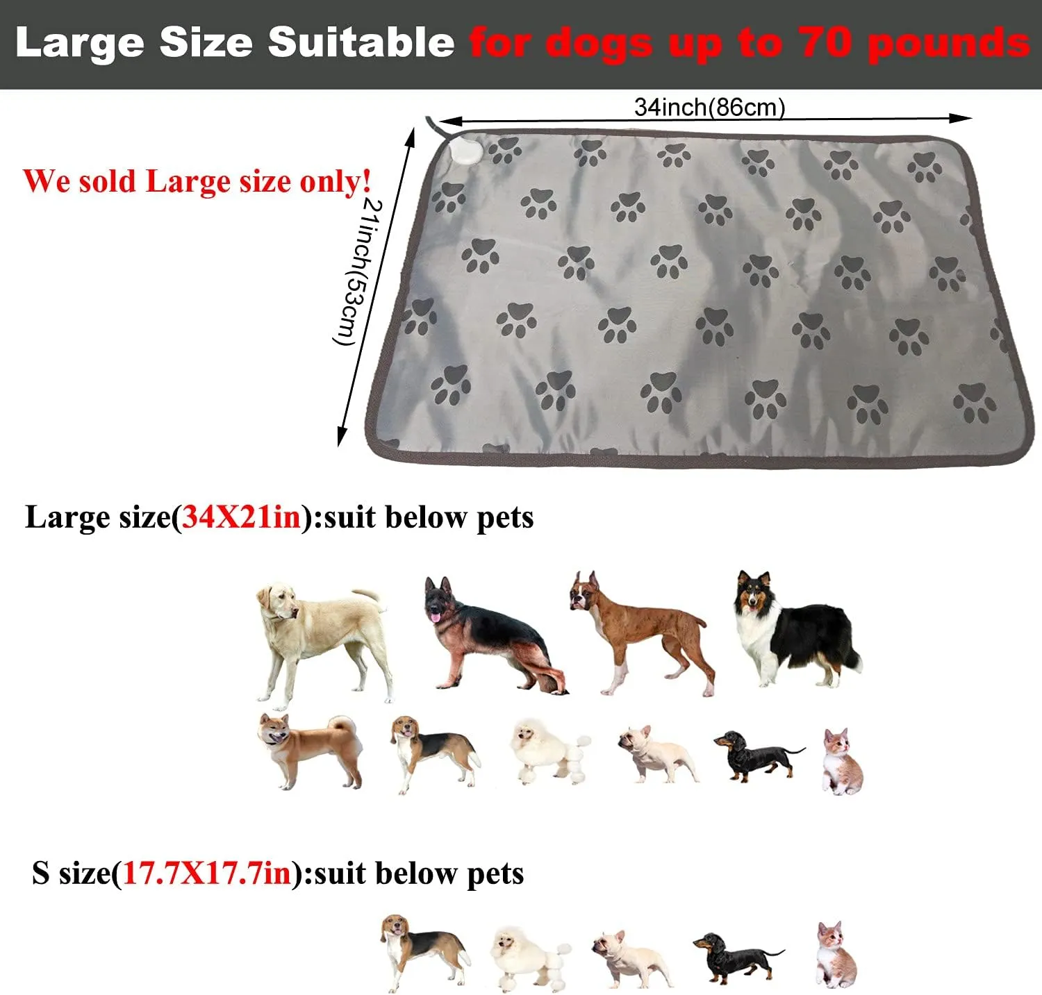 Dog Heating Pad Waterproof Pet Heated Mat, Cat Heating pad, Puppy Heating pad for whelping Box Outdoor Dog House,Easy Clean