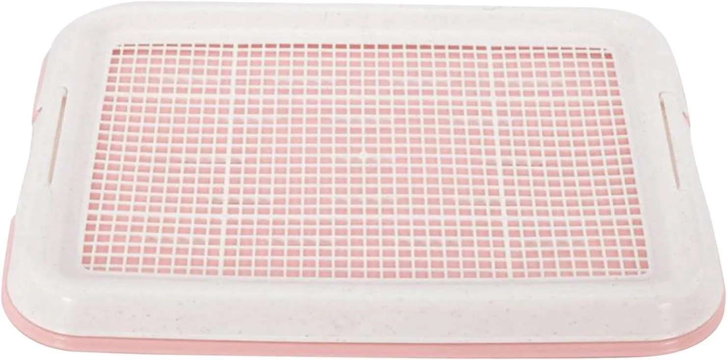 Dog Potty Toilet Training Tray Dog Potty Pan Removable Easy to Clean with Secure Latch Indoor Potty Trainer Corner for Small Dogs Puppies, Pink