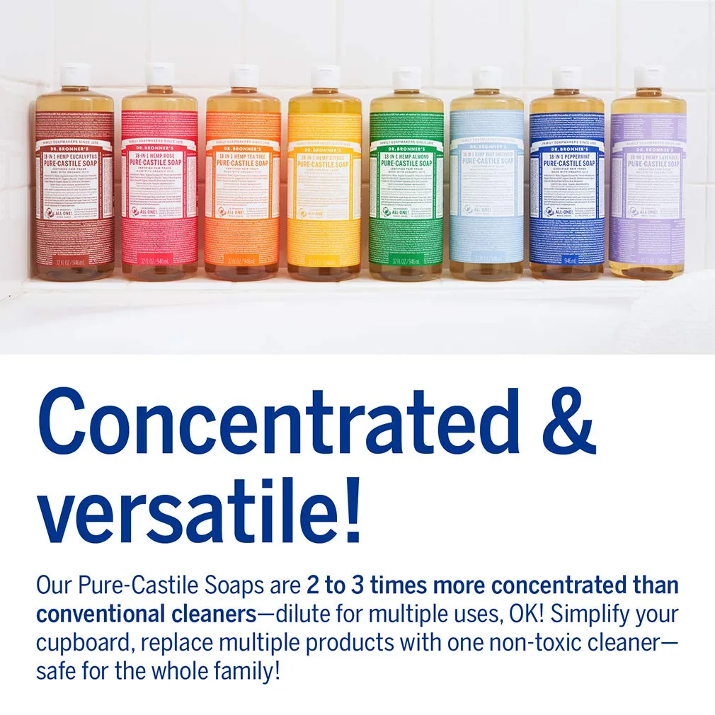 Dr. Bronner's Pure-Castile Magic Liquid Soap  Made with Organic Oils 32 oz (3-Pack) Almond, Citrus, Tea Tree, Body Wash, Face Soap, Dish Soap, Laundry, Pet Wash, Multi-Purpose Natural Soap