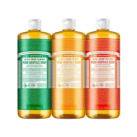 Dr. Bronner's Pure-Castile Magic Liquid Soap  Made with Organic Oils 32 oz (3-Pack) Almond, Citrus, Tea Tree, Body Wash, Face Soap, Dish Soap, Laundry, Pet Wash, Multi-Purpose Natural Soap