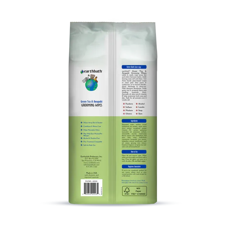 Earthbath Green Tea and Awapuhi Grooming Wipes 100-pack