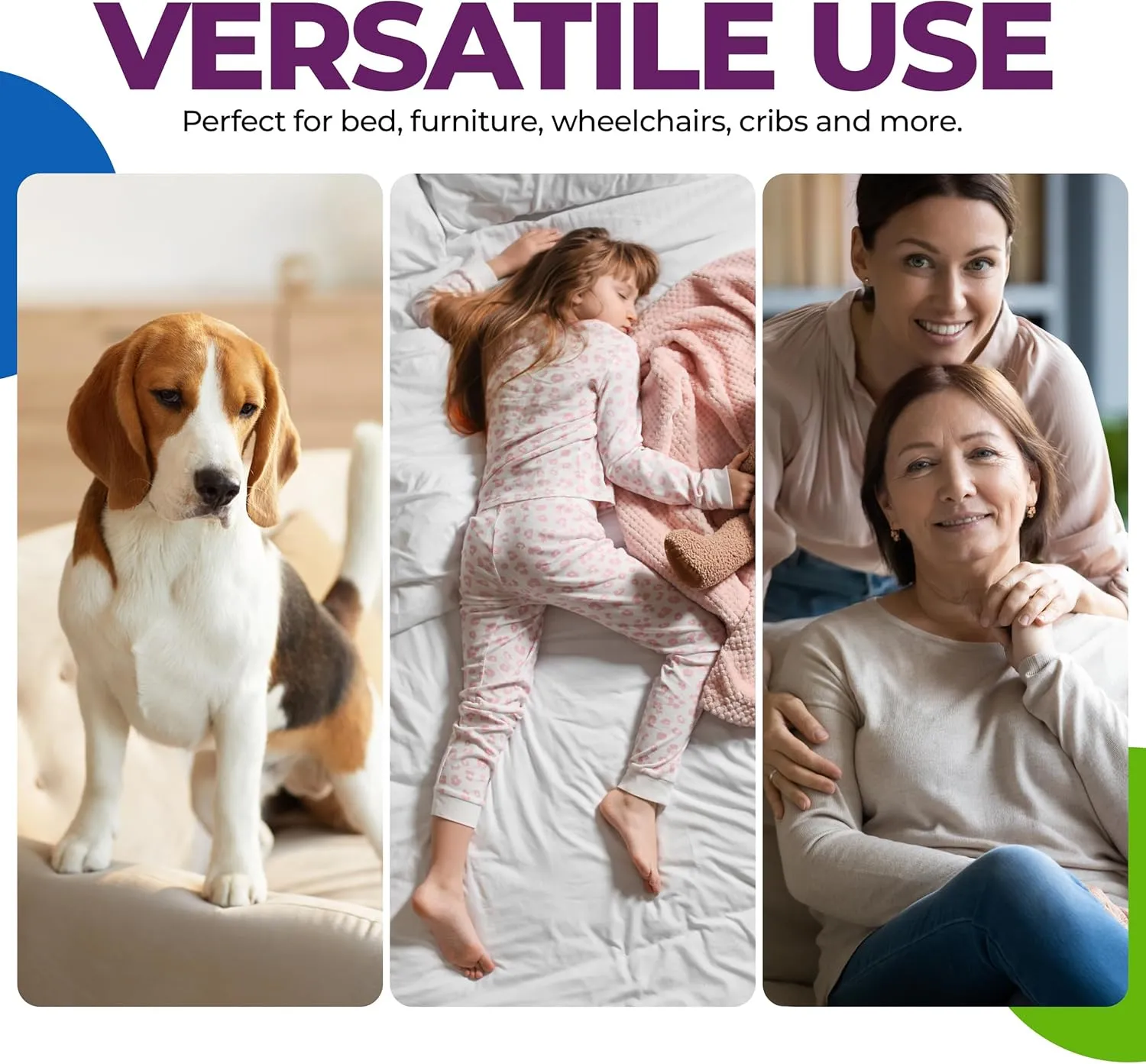 Epicessentials Incontinence Bed Pads Washable Waterproof - 34" x 52" Reusable Underpads Chucks Holds Up to 6 Cups - 500 GSM Heavy Absorbency Pee Pads for Adults, Dogs and Kids - 2 Pack - Grey/White