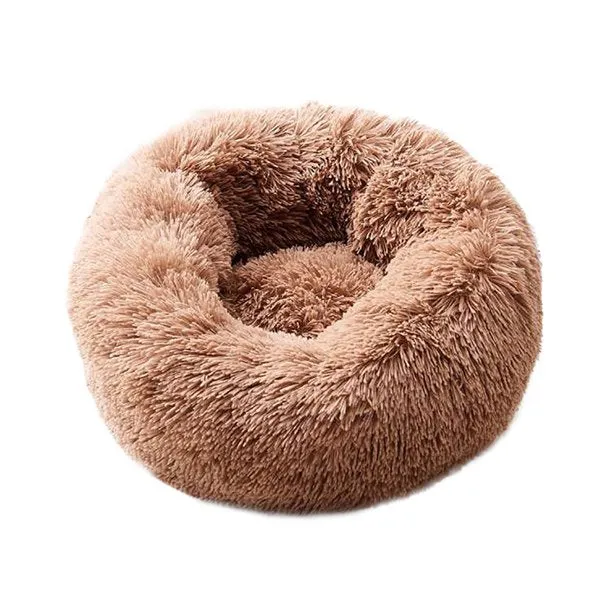 Faux-Shag Donut Cuddler Cat Bed