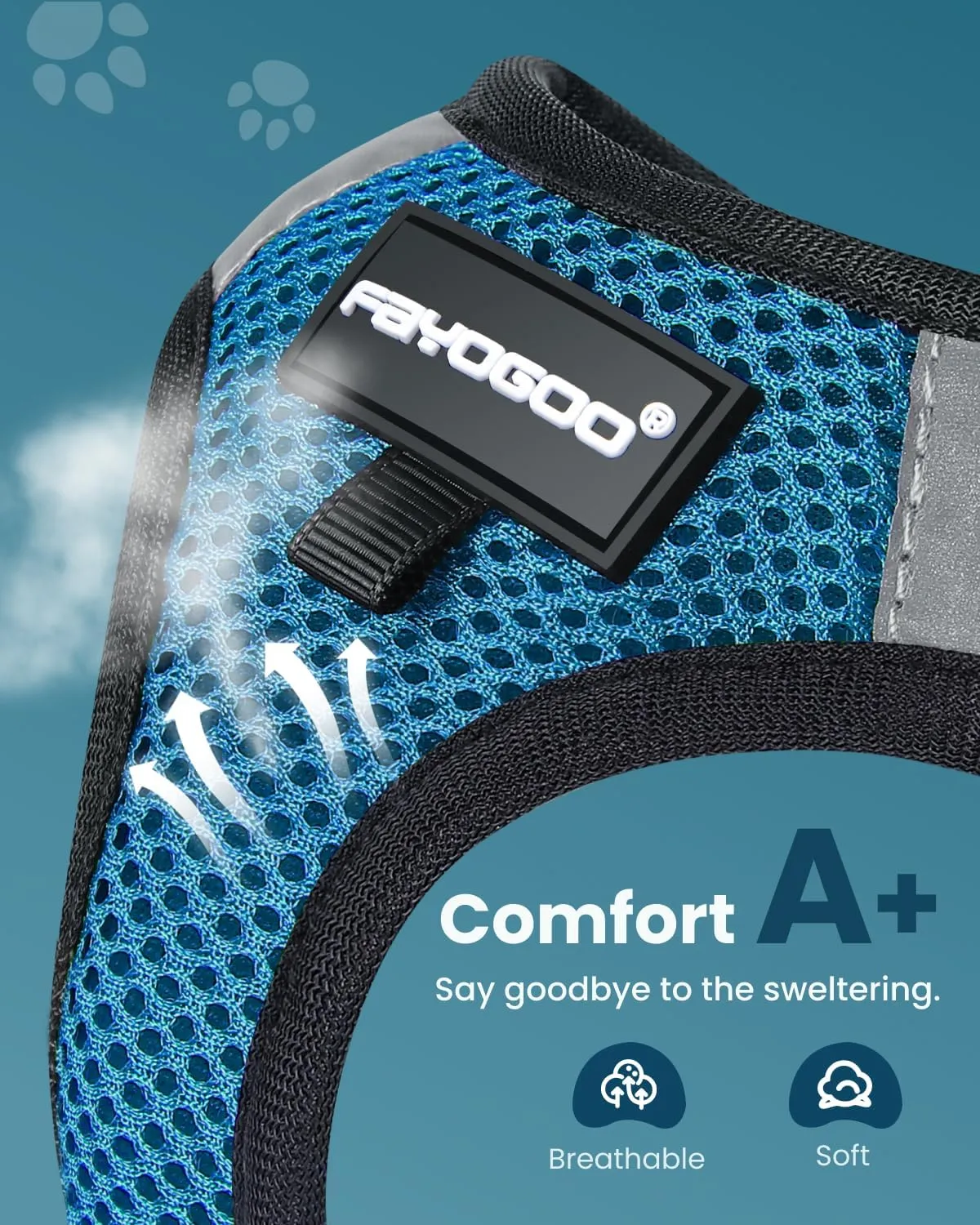 FAYOGOO Cat Harness, Cat Leash and Harness Set for Walking Escape Proof, Harness for Small Cats/Small Dogs, Large Kitten/Puppy Harness and Leash, Harness for Cats S-XXL(Tranquil Teal, Medium)