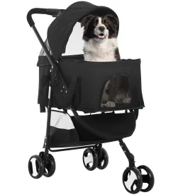 FDW 3-Wheels Multi-Function Pet Stroller - Lightweight Travel Jogging Stroller for Small and Medium-Sized Pets, Black