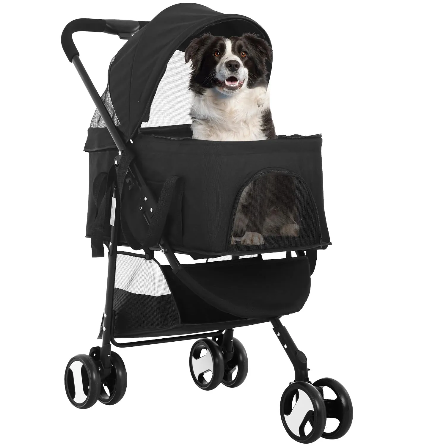 FDW 3-Wheels Multi-Function Pet Stroller - Lightweight Travel Jogging Stroller for Small and Medium-Sized Pets, Black