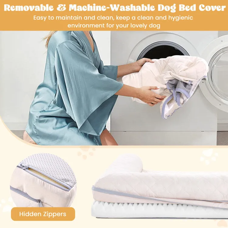 Foam Crate Bed with 3-Side Bolster and Washable Bed Cover for Dogs