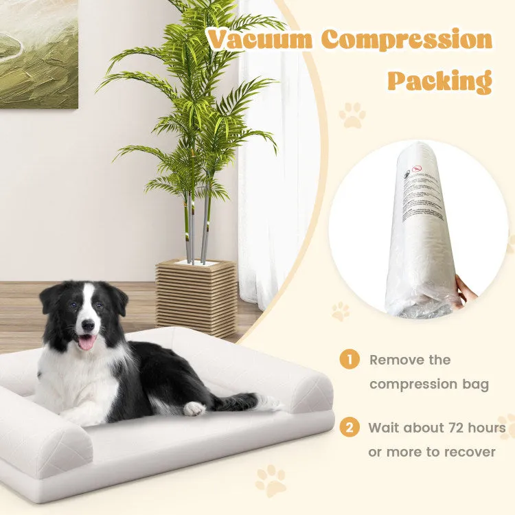 Foam Crate Bed with 3-Side Bolster and Washable Bed Cover for Dogs