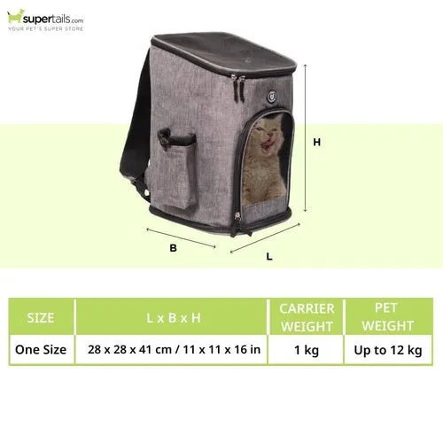 Fofos Backpack Carrier for Dogs and Cats (Grey)