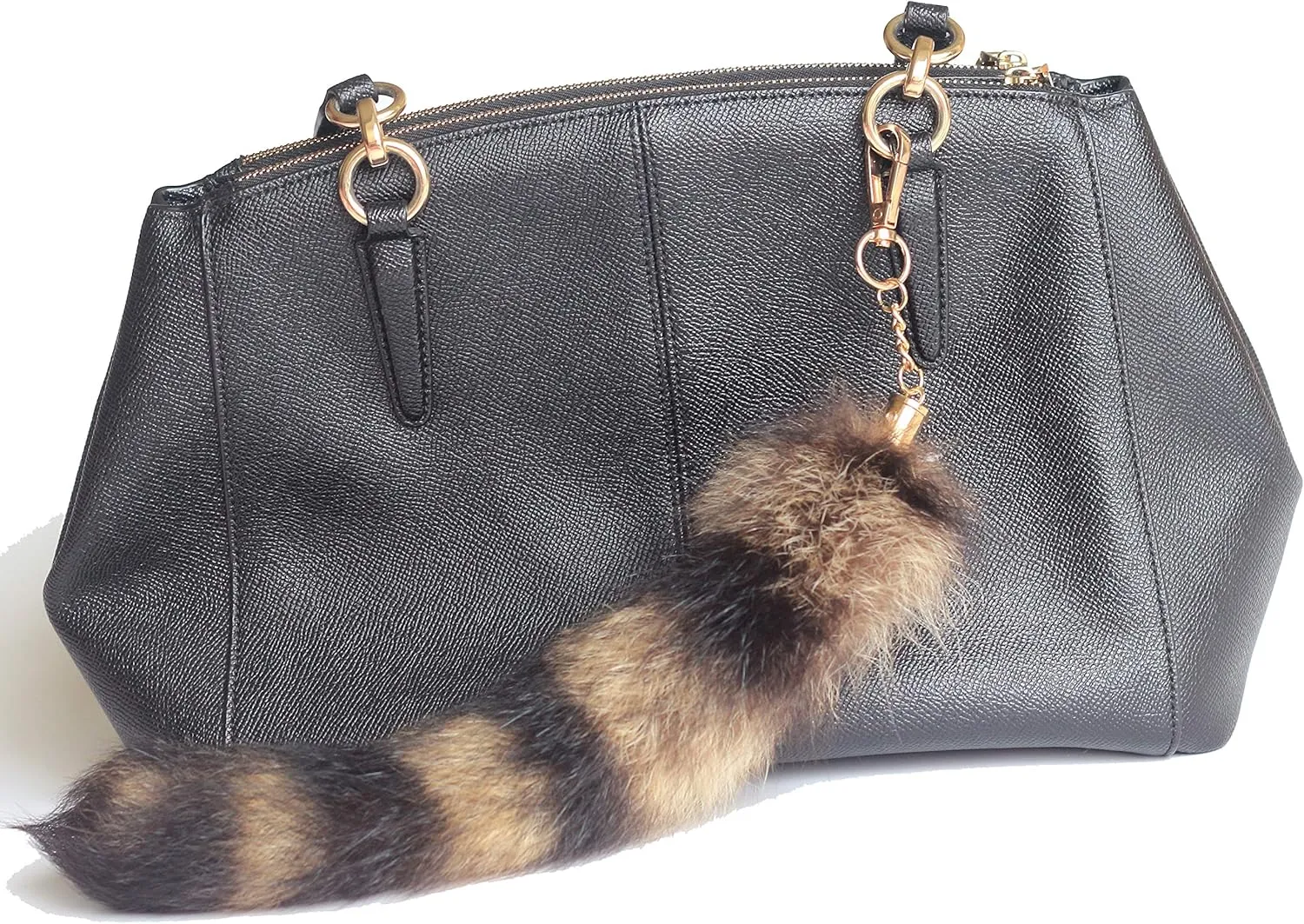 Fosrion Real Raccoon Tail Fur Cat Bites Toy with Three Section Retractable Carbon Fiber Rod (Raccoon, Tail & Fishing Rod)