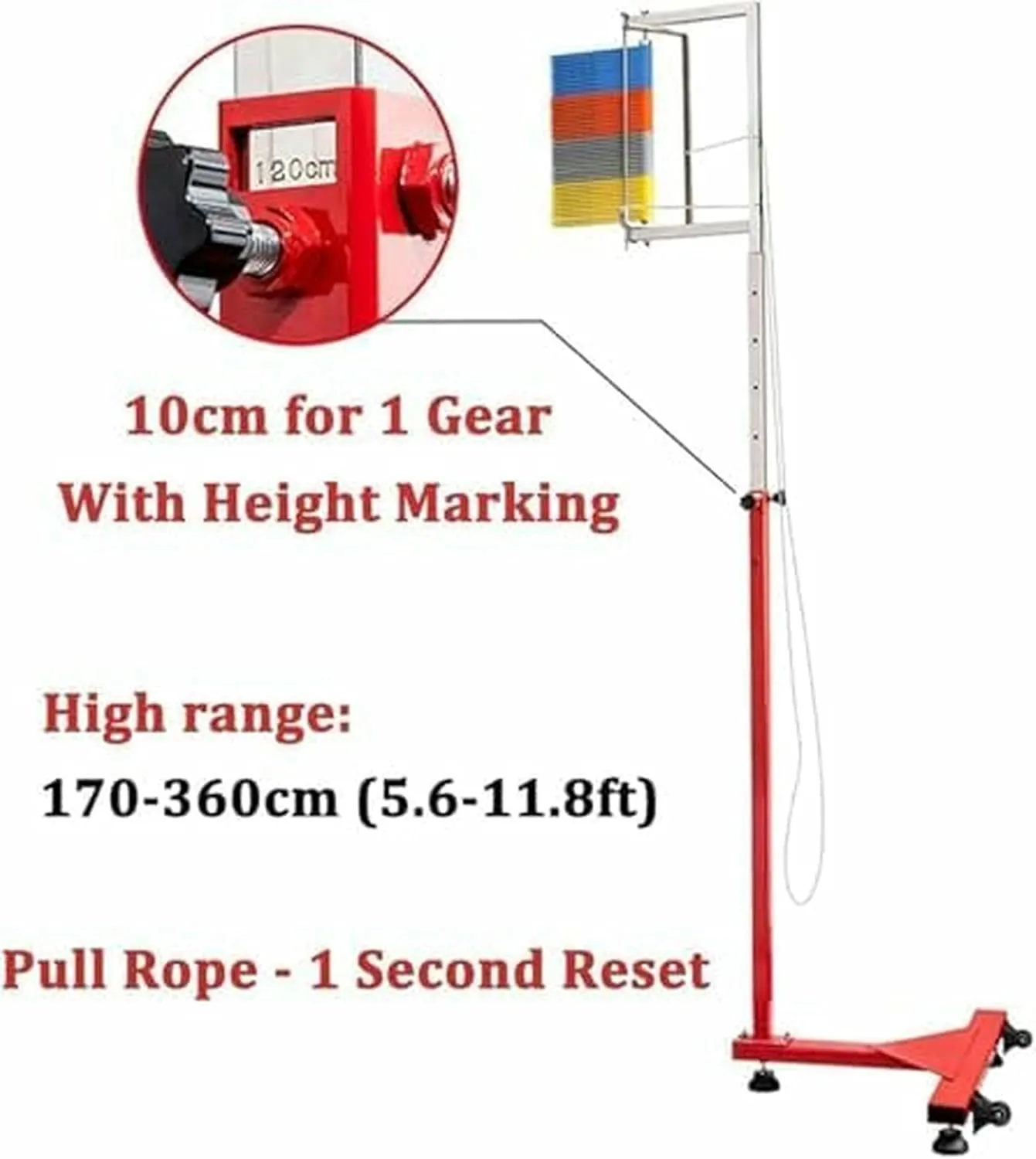 Free-Standing Jump Measurement TesterVertical Jump TesterAdults Vertical Jump Tester, 1.7-3.6m Adjustable Vertical Jump Trainer for Basketball, Youth Vertical Jump Tester Measurer Pole, Jum~/