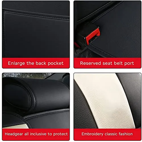 Front & Rear Seat Covers for Chevy Chevrolet Bolt EV EUV Car Seat Cover Luxury PU Leather Comfortable Stylish Black×Red