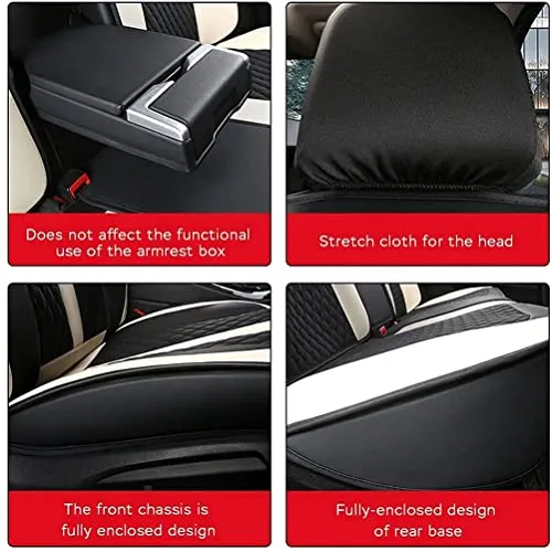 Front & Rear Seat Covers for Chevy Chevrolet Bolt EV EUV Car Seat Cover Luxury PU Leather Comfortable Stylish Black×Red