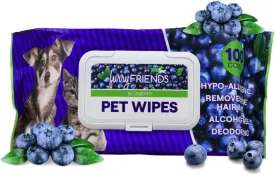 FurryFriends Pet Wipes | Blueberry Scented | Hypo-allergenic | Alcohol Free| Deodorizing | Removes Loose Hair & Dirt | Incredibly Clean | 100 ct. 1 Pack