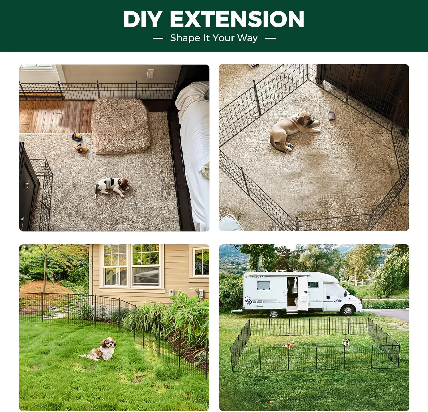 FXW MiniPaws Dog Playpen for Yard & RV Camping, Expandable 32-inch 48 Panels for Small and Medium Dogs, Portable for Indoor and Outdoor Use