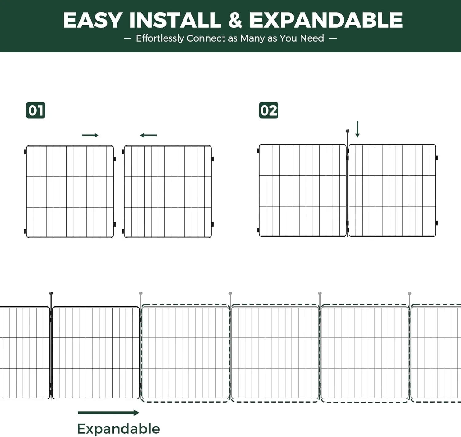 FXW MiniPaws Dog Playpen for Yard & RV Camping, Expandable 32-inch 48 Panels for Small and Medium Dogs, Portable for Indoor and Outdoor Use