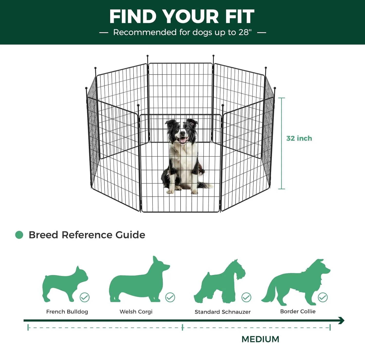 FXW MiniPaws Dog Playpen for Yard & RV Camping, Expandable 32-inch 48 Panels for Small and Medium Dogs, Portable for Indoor and Outdoor Use