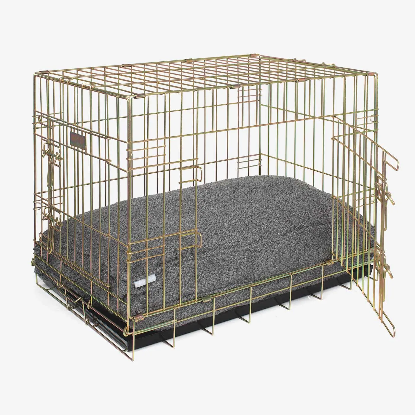 Gold Dog Crate with Cushion in Bouclé by Lords & Labradors