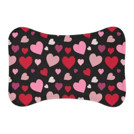 Hearts Pattern Black Bone Shape Pet Placemat Cat / Dog Food Mat