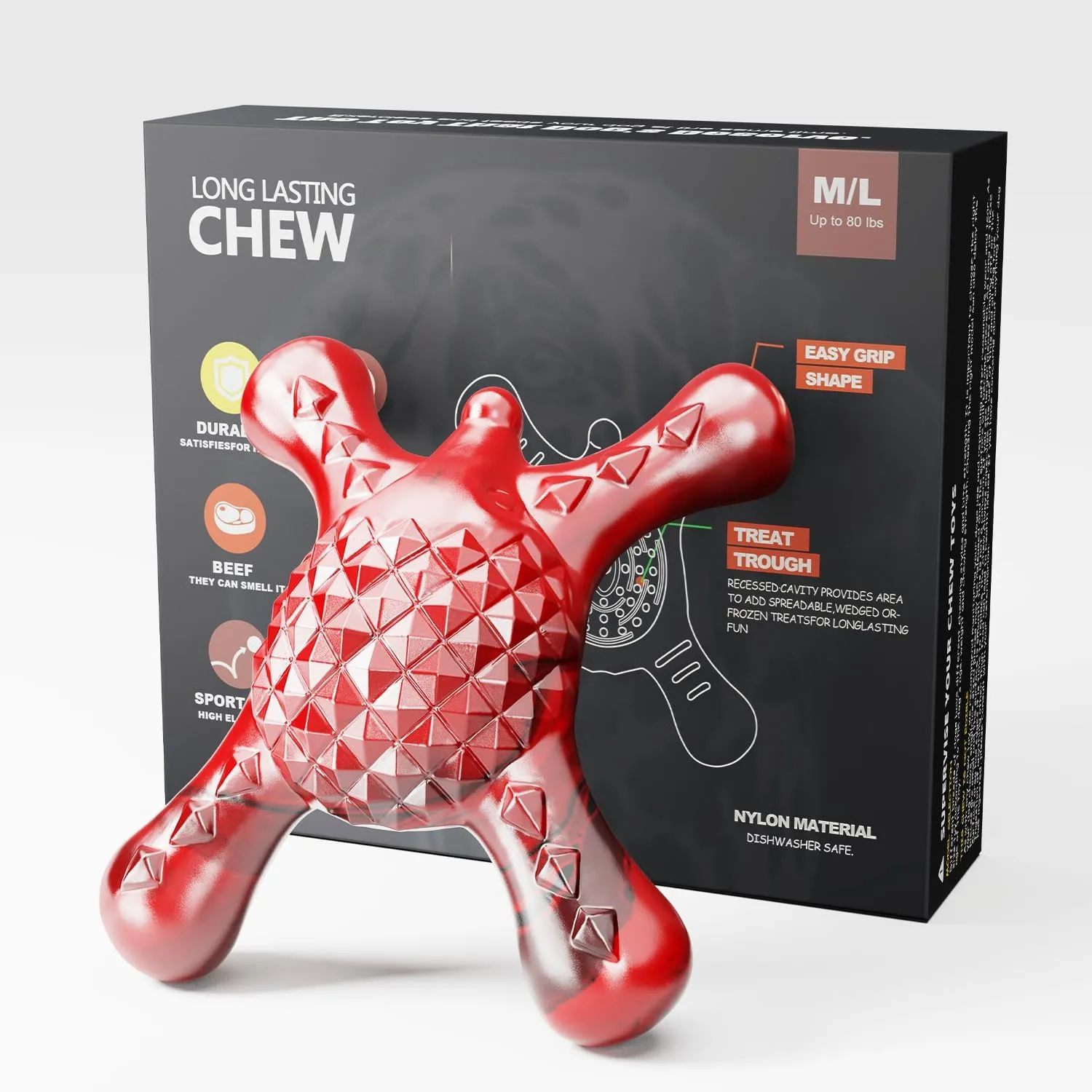 Indestructible Dog Chew Toy for Aggressive Chewers  Tough Nylon Crossbone for Small & Medium Dogs, Bacon Flavor, Long Lasting Dental Teething Toy