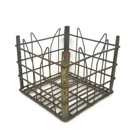 Industrial Metal Basket Primitive Milk Crate Horse and Buggy Milkman Delivery