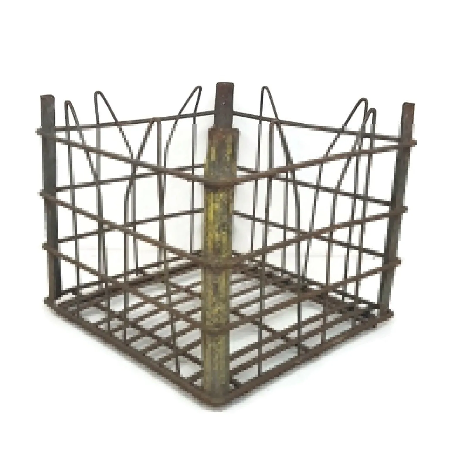 Industrial Metal Basket Primitive Milk Crate Horse and Buggy Milkman Delivery