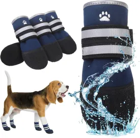 KOOLTAIL Dog Booties for Hot Pavement,Summer Dog Shoes for Small Medium Large Size Dogs, Waterproof Anti-Slip Dog Boots & Paw Protectors for Hardwood Floor,Indoor Outdoor Water Shoes,Navy