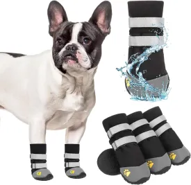 KOOLTAIL Dog Shoes, Waterproof Anti-Slip Dog Boots with Paw Protection for Hardwood Floor & Outdoor Use, Prevent Slipping for Large XL Dogs - Black