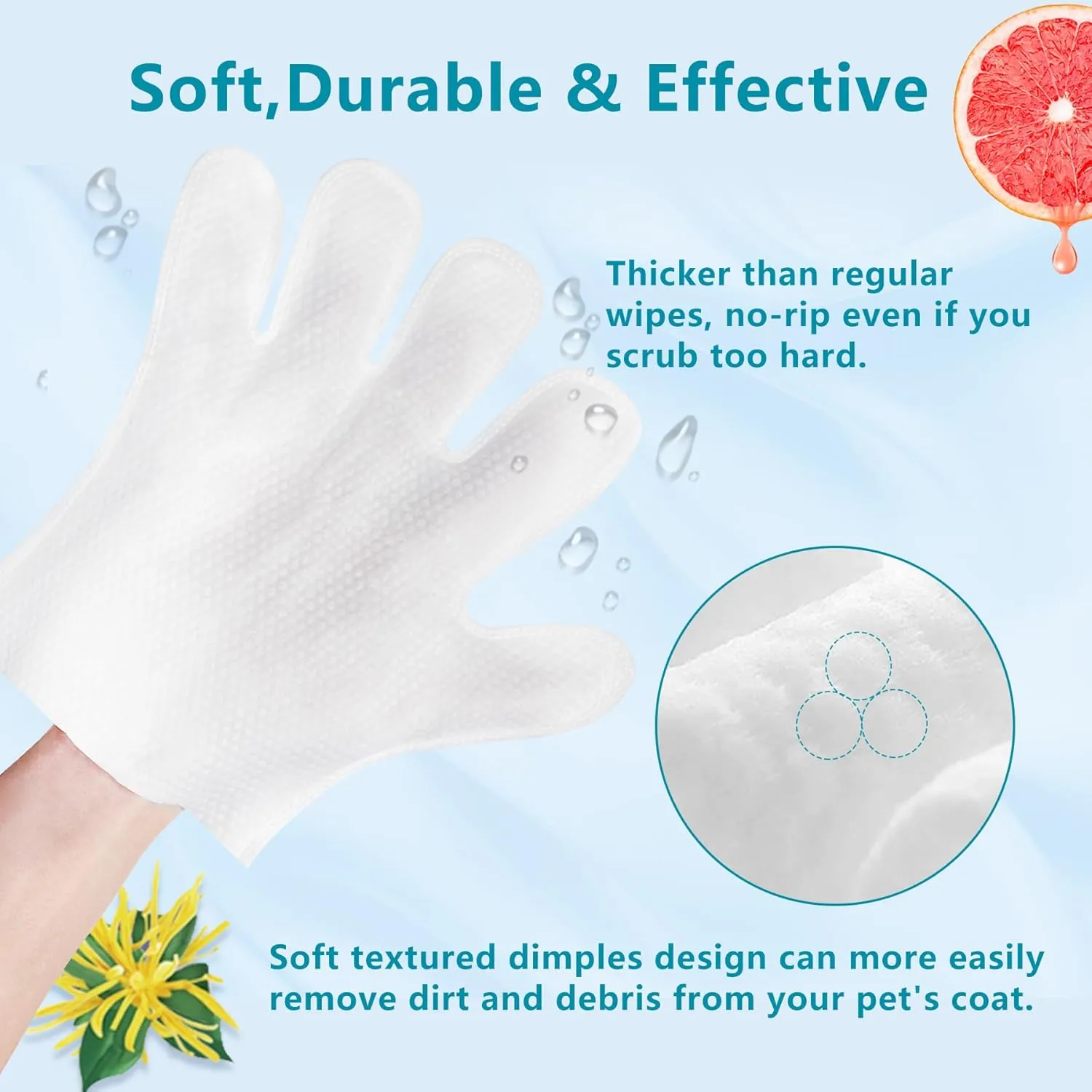 L&W BROS. Dog Wipes Gloves 10 PCS Individually Packaged, Flush-Free, Safe, Alcohol-Free, and for Convenient Grooming Cleaning Deodorizing Hypoallergenic Wipes Disposable Premium Pet Wipes (Unscented)