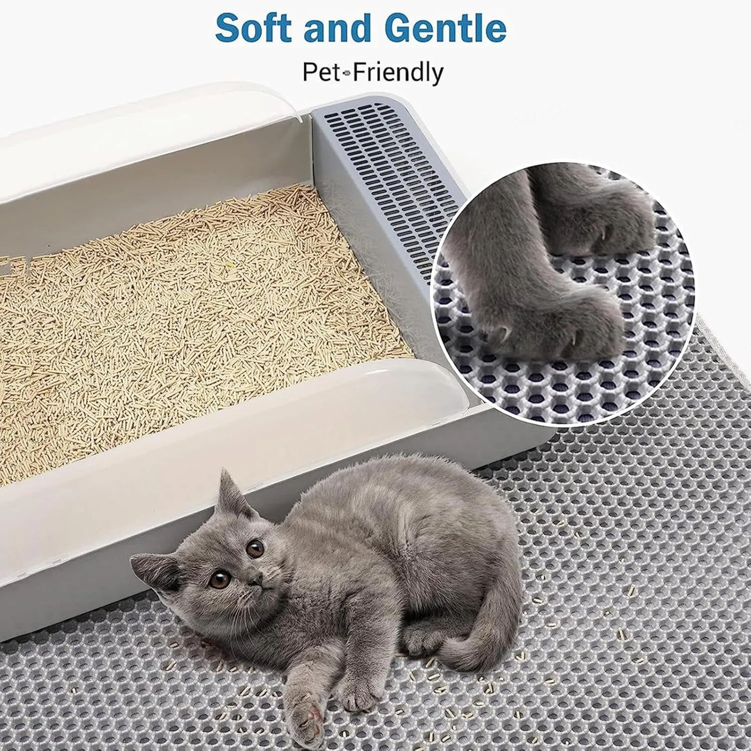 Litter Mat, 24X35In/26X46In Double Layer Easy Clean Cat Litter Mat Litter Trapping Cat Litter Trap Mats, Less Waste,Soft On Paws,Non-Slip,24X35In-Beige