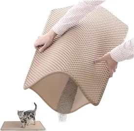 Litter Mat, 24X35In/26X46In Double Layer Easy Clean Cat Litter Mat Litter Trapping Cat Litter Trap Mats, Less Waste,Soft On Paws,Non-Slip,24X35In-Beige