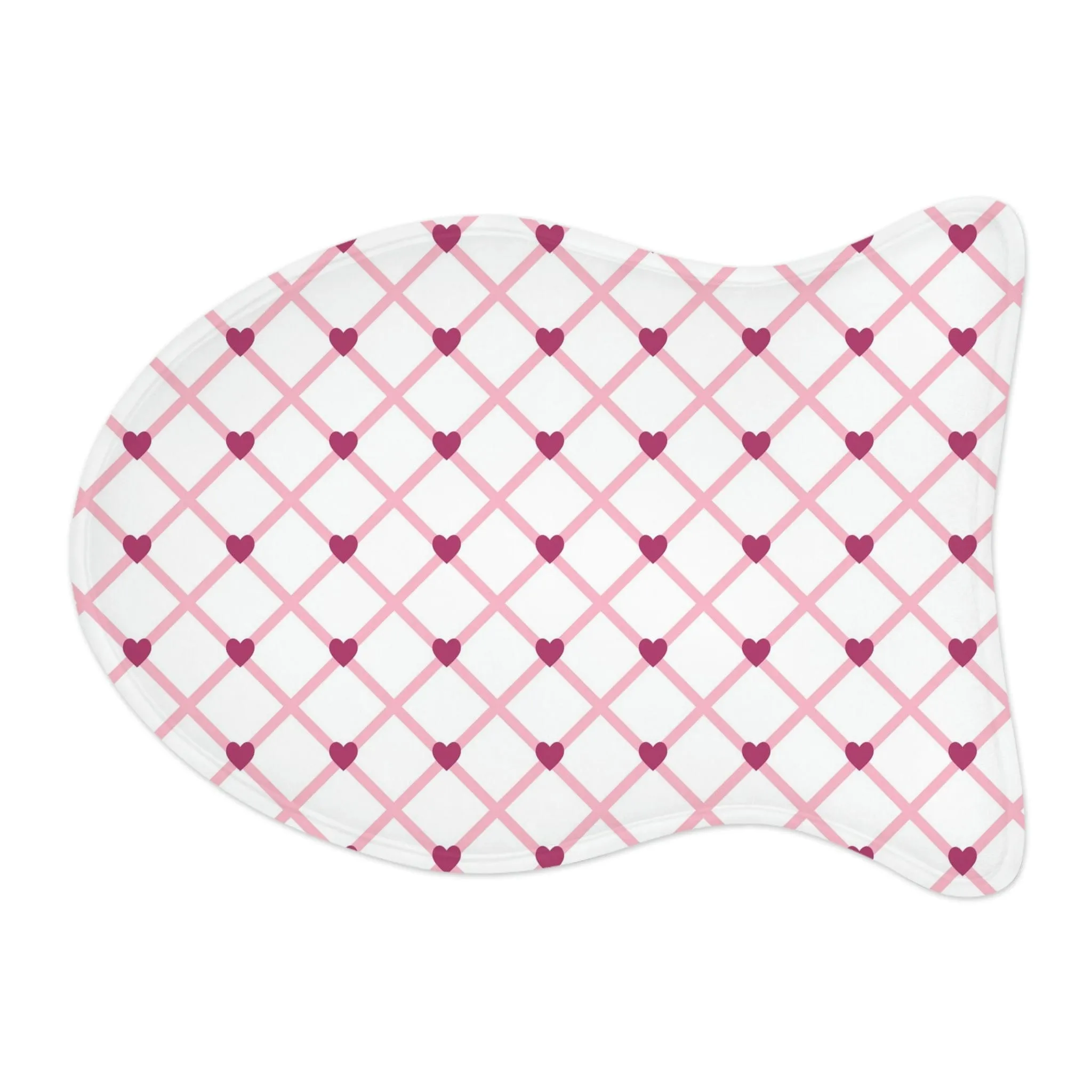 Lovely Pink Hearts Valentine Pet Feeding Mat Fish Shape Cat Food Mat