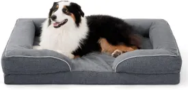 Made4Pets Orthopedic Dog Bed for Extra Large Dogs, Supportive Foam XL Pet Bed Sofa with Washable Removable Cover, Waterproof Large Dog Couch Bed, Non-Slip Bottom and Egg-Crate Foam, Grey
