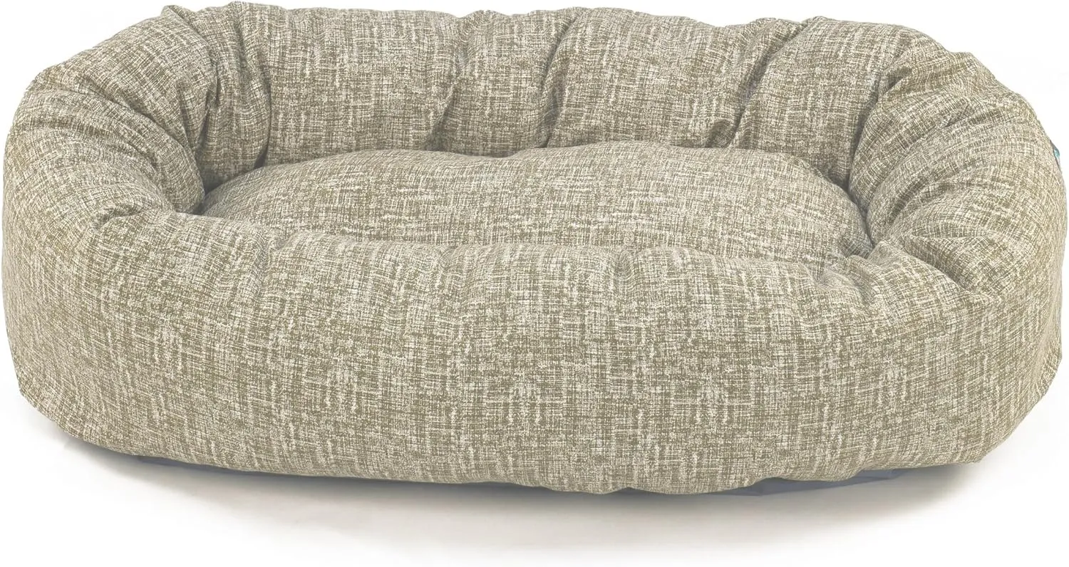 Majestic Pet 32 Inch Bagel Calming Dog Bed - Washable, Cozy Soft Round With Spine Support - Fluffy Donut Shape 32x23x7 Inch for Medium Dogs - Tan