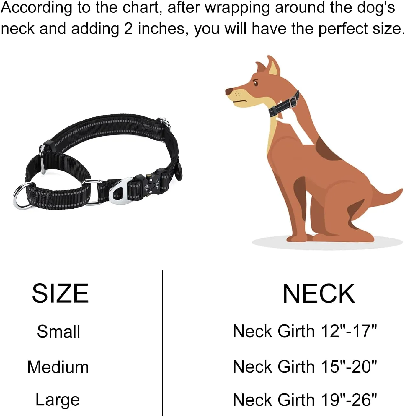 Martingale Dog Collar Reflective Nylon Soft Cushion with Alloy Buckle Dog Collar Martingale Small Medium and Large Dogs (Small, Red)