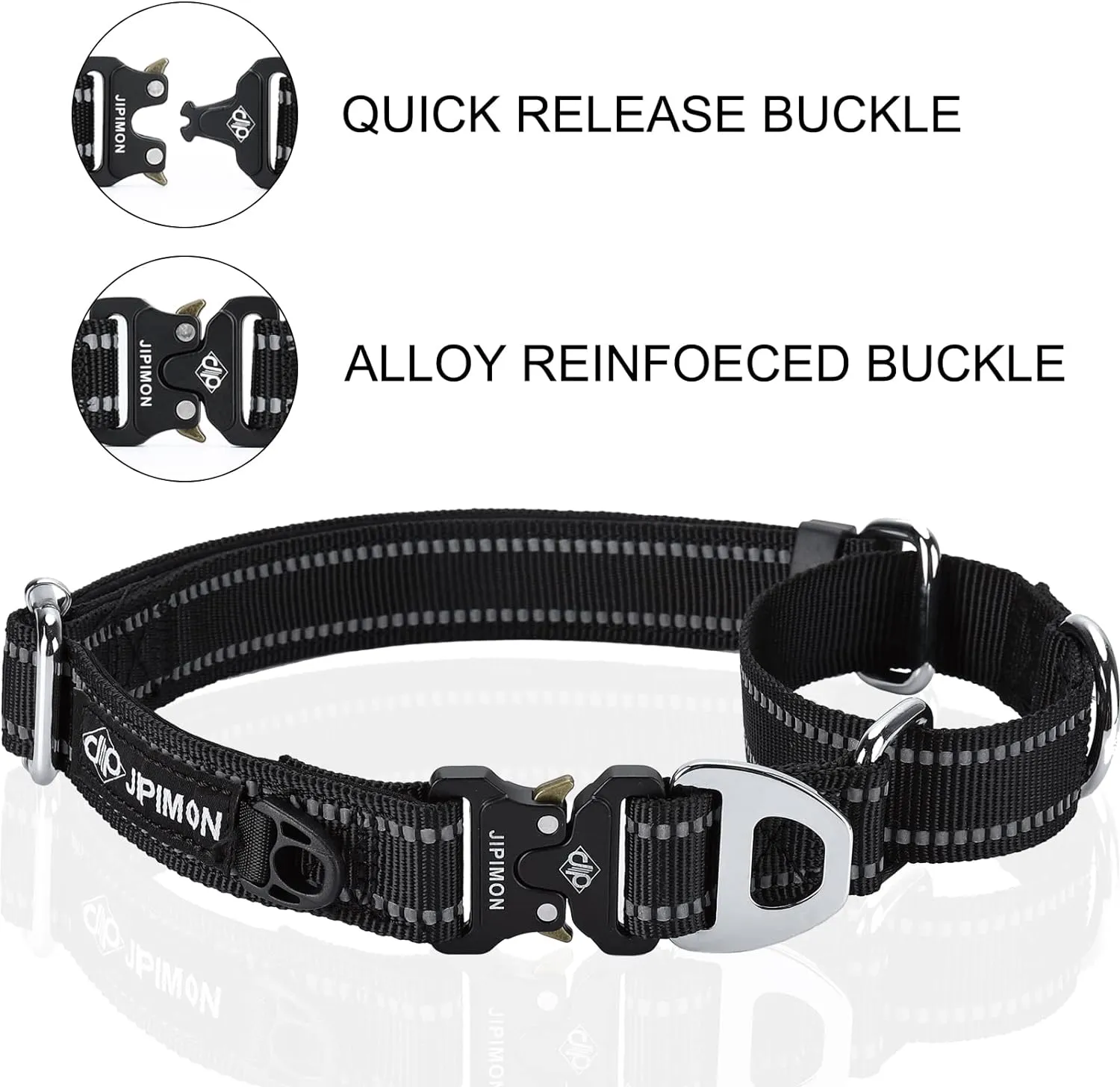 Martingale Dog Collar Reflective Nylon Soft Cushion with Alloy Buckle Dog Collar Martingale Small Medium and Large Dogs (Small, Red)